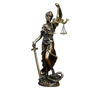 Generico Statua Di Lady Justice - Raffinata Scultura In Bronzo Della Della Giustizia | Statuetta Da Tavolo In Resina | Bendata Che Tiene La Bilancia Con La Spada Simbolica Nell'aula Di Tribunale, M