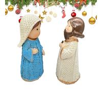 Generico Statua Di Maria - Miniatura Di Gesù Da Scrivania E Set Di Statuine Di Maria - Scultura Religiosa, Decorazione In Resina Per Soggiorno Stanza Preghiera Mostra Casa Libreria Camera Da Letto