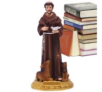 Generico Statua di San Francesco d'Assisi | Ornamento statua in resina con colomba e croce,Statua da tavolo, ispirazione orante, collezione rinascimentale, arredamento per la casa, regalo devoto