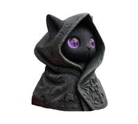 Generico Statua Gatto per Giardino,Statua Gatto Nero Gotico Resina con Mantello - Scultura Decorativa da Collezione per Casa Interni Libreria Scrivania Collezionisti - Ufficio Halloween