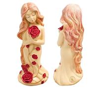 Generico Statua Ragazza Decorativa,Figurina Mensola Ragazza Con Rosa | Statuine Resina Decorativi Per Libreria Compleanni Regalo Donna Inaugurazione Casa