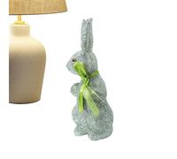 Generico Statue De Lapin - Avec Noeud Mousse Paillettes Décor Maison | Décor De Jardin Lapin Pâques, Pour Jardin Extérieur Cour Porche Porte Table Coin Intérieur Fête Printemps Bureau Salle