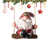 Generico Statue de Nain de Jardin - Nain de Noël sur Balançoire | Ornement Arbre en Résine pour Intérieur Extérieur - Fenêtre Pelouse Patio Jardin Décoration Festive Maison Vacances