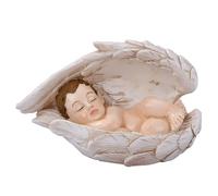 Generico Statue Presepe - Piccola Statua Decorativa,Bambino Dormiente In Resina Con D'Angelo Decorazione Per Tavolino Davanzale Comodino Vetrina Libreria