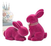 Generico Statuetta di Coniglietto - Decorazioni di Coniglietto in Resina da 2 Pezzi, Simpatica Scultura di Animali Floccati, Tavolo per La Casa di Pasqua | per Mensole per Camini con Vassoio A più Li