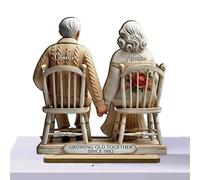 Genérico Statuetta di coppia che invecchia , statuetta in legno, modello di coppia che invecchia , simbolo di amore senza , gioiello romantico in legno per moglie, marito, e