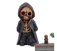 Generico Statuetta di Scheletro di Halloween Miniatura in Resina Spaventosa | Mini Figurina Scultura Scheletro Per Casa Infestata Scrivania Mensola Del Adatto Per La Famiglia