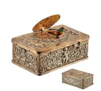 Generico Statuetta di vintage con automa,statuetta di scatola musicale vintage con decorazioni per la casa da collezione in rilievo 3D, accenti di u-ccelli per il posto di lavoro