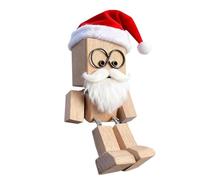 Generico Statuetta in legno di uomo che trema, bambola che oscilla le gambe - Figura artistica articolata con design di Babbo Natale | Per i bambini Compleanno Casa Scaffale Natale Ufficio