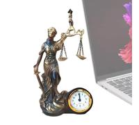 Generico Statuette Della Giustizia - Figurina da Tavolo in Resina con Orologio Integrato | Scultura per Studio Legale - Per Casa Ufficio Studio Soggiorno Camera da Comodino Libreria Toilette