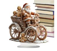 Generico Statuina Di Babbo Natale - Acrilico 23x25cm Decorazione Da Tavolo 2D | Babbo Natale In Sella A Un Quadriciclo Con Di Pan Di Figurina Da Collezione Con Base Per Decorazioni Natalizie, Tav