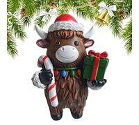 Generico Statuina - Figura Highland Cow Natalizia | Ornamento Adorabile Statua per Appeal Rustico in Camera dei Bambini Camera da Letto Bagno Aula