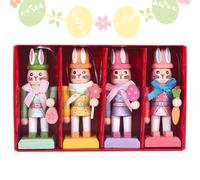 Generico Statuine,4 Pezzi Sculture In Legno Come Oggetti Di Scena Per Foto Pasquali | Coniglietto da Scrivania 10 cm - Per Feste, Posto Di Lavoro, Vacanze, Camera Da, Casa,