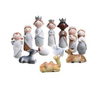 Generico Statuine Per Il Presepe Della Natività Di Natale | Collezione In Resina Di Statue In Miniatura,Set Di Figure Del Presepe,Per Tavolo Scrivania Mensola Libreria Bancone
