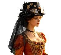 Generico Steam Punk Hat Men Decorative Mesh Veil Photo Props with