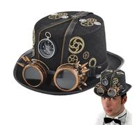 Generico Steampunk Hats For Men, Costume Headwear Halloween Hat With Removable Goggles, And Reliable Dress Up Accessories, Time Traveler Costume Men For Halloween Masquerade Dress Up