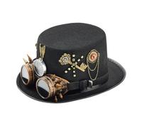 Generico Steampunk Top Hat | Unisex Gothic Felt Headwear With Goggle | Victorian Steam Punk Costume Hat for Women Adults Festive Masquerade Balls Carnivals Cosplay Costumes Movie Props