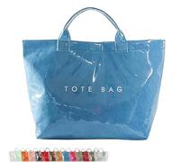 Generico Stellaya Womens Letters Print Tote Bag,Stellaya Fashion Retro Tote Bag,PVC Large Kraft Paper for Women (Blue)