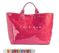 Generico Stellaya Womens Letters Print Tote Bag,Stellaya Fashion Retro Tote Bag,PVC Large Kraft Paper for Women (Dark pink)