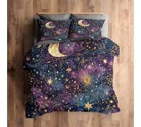 Generico Stelle e lune Copripiumino Matrimoniale 260X240cm Microfibra Viola