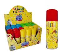 Generico Stelle filanti Spray 90 ml, Confezione da 12 bombolette, Colori 3 Rosso 3 Blu 3 Verde 3 Giallo, per Carnevale, Eventi, Feste, Decorazioni