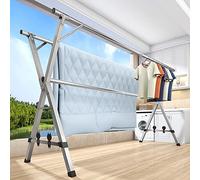 Generico Stendibiancheria a treppiede Portatile e Pieghevole, salvaspazio, in Acciaio Inossidabile - Design Compatto e Portatile per asciugare Vestiti, Asciugamani e Lenzuola in spazi ridotti.