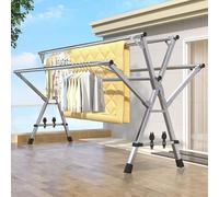 Generico Stendibiancheria Pieghevole per Interni ed Esterni - Supporto in Acciaio Inossidabile a 5 aste - Stendibiancheria Portatile per Lenzuola, Vestiti, Calzini e Scarpe - 1,6 m/5,25 Piedi, Senza