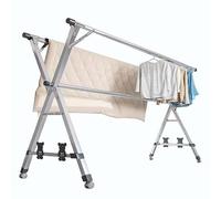 Generico Stendibiancheria Resistente in Acciaio Inox - Stendibiancheria Pieghevole e Regolabile per balconi ed Esterni, Soluzione salvaspazio Extra Large da 79 Pollici (200 cm)