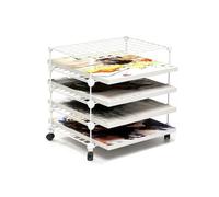 Generico Stendino For Opere D'arte A 4-15 Livelli | Organizer for portaoggetti for studio d'arte arte, con ruote bloccabili, for la stanza artigianato(White,4-tier)