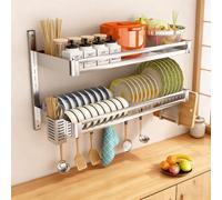 Generico Stendino for piatti in acciaio inossidabile 304 sopra il lavandino | Scolapiatti da cucina a 2 livelli, altezza regolabile, design salvaspazio, for bicchieri, ciotole, posate(23.6x11.8x19.7in)