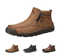 Generico Stepthetop Motorcycle Boots, 2026 New Hand-Stitched Wide Toe Leather Boots for Men, for Work, Driving, Hiking (Khaki,8)