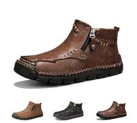 Generico Stepthetop Motorcycle Boots, 2026 New Hand-Stitched Wide Toe Leather Boots for Men, for Work, Driving, Hiking (Dark Brown,8)