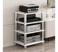 Generico Stereo HiFi Rack, Supporto Multimediale AV A 3/4 Livelli, Rack E Supporti Stereo, Armadio Per Componenti Video, Mobiletto Portaoggetti Per Giradischi(White,4 tier-60x48x85cm)