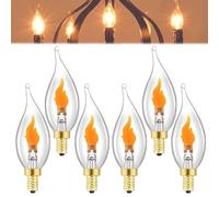 Generico Stereover Light Bulb, E12 LED Flickering Flame Decoration Light Bulbs - Perfect Ambiance for Halloween Christmas, 3W Candelabra Flame Tip Bulbs with Clear Glass (6pcs)