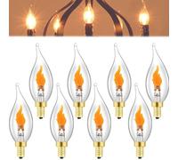 Generico Stereover Light Bulb, E12 LED Flickering Flame Decoration Light Bulbs - Perfect Ambiance for Halloween Christmas, 3W Candelabra Flame Tip Bulbs with Clear Glass (8pcs)