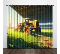 Generico Stile Country 3D Tende da 2 Pannelli Ombreggiatura 182L x 213A CM Fattoria Erba Trattore Poliestere Isolamento Termico Tenda per Finestra per Camera da Ietto Soggiorno Cucina Sala Giochi