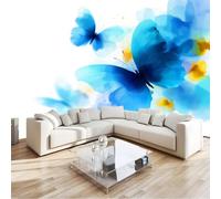 Generico Stile Da Sogno Carta da Parati Fiori Farfalla Fotomurale Non Tessuto, Poster Gigante Decorazione da Muro, 250 x 175 cm per Soggiorno Camera Letto Ufficio TV Sfondo