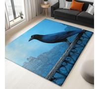 Generico Stile Fantasy Corvo Città Tappeto Salotto Azzurro Flanella Stampa Camera Da Letto Tappeti, Cucina Antiscivolo Lavabile - Per Tavolino Da Salotto Bagno Tappeto Cameretta 90 x 150 cm