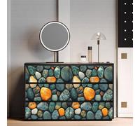 Generico Stile Moderno Opaco Carta da Parati da Attaccare e Staccare 45X300CM Arancione Verde Pietra Impermeabile Addensare Autoadesivo Decorativi Carta Adesiva Adatto per Diversi Scenari