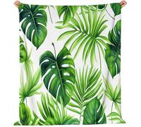 Generico Stile Tropicale Acquerello Foglie Coperta Di Flanella, Super Morbida Leggera Accogliente Decorativa - Bianco Coperte Per Letto Divano Viaggio Campeggio 220 x 240 cm