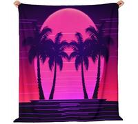 Generico Stile Tropicale Piante Palme Coperta Di Flanella, Super Morbida Leggera Accogliente Decorativa - Viola E Rosa Coperte Per Letto Divano Viaggio Campeggio 180 x 200 cm