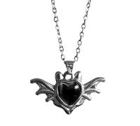 Generico Stili Collana con ciondolo a forma cuore con dei demoni con accessorio per collo gotico alla in per donne e uomini Collana con ciondolo con del diavolo