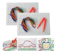 Generico Stitchs Grid for Kids,Sensorys Thread Board's,DIY Children's String Weaving Drawing board’s,Stitchh Board's Game with Pen and Colored Rope,Threading BoardFor Kid (2PCS)
