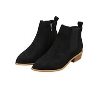 Generico Stivaletti da Donna Bassi, Tronchetti Donna Invernali Antivento Tacco Basso, Stivaletti Morbidi Boots Casual Neri Stivali Donna Eleganti, Stivali Chelsea Donna