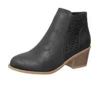 Generico Stivaletti Donna Chunky Blocco, Classico Chelsea Boots Tacco Chiusa Rotonda Punta Metà Fibbia Ufficio Stivali per donne