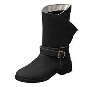 Generico Stivaletti Donna con Tacco Spesso e Design a Manica per Stile Casual e Confortevole Stivali alla Caviglia(Black, 40)