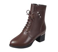 Generico Stivaletti Donna Invernali Anfibio Stivaletti Da Donna con Tacco Spesso Casual Vintage Stivali Invernali Da Neve Impermeabili con Imbottitura Calda Stivali Da Passeggio con Lacci