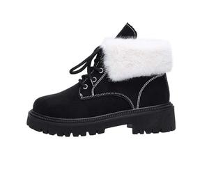 Generico Stivaletti Invernali Casual alla Moda con Lacci, Caldi e con Suola Spessa per Un Comfort Che Dura Tutto Il Giorno (Black, 37)