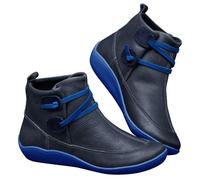 Generico Stivaletti Neri Donna Chunky Morbidi Ankle Chelsea Boots Eleganti Cowboy Comode Stivaletti Anfibi Autunnali Invernali Stringati Bassi con Tacco Stivali Calzino Versatili per Casual