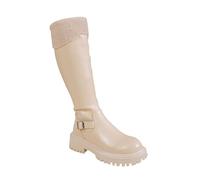 Generico stivaletti tacco donna Stivali Donna Invernali Stivali Alti Sopra il Ginocchio per Donna Stivaletto Invernali Eleganti a Punta con Tacco Basso Largo e Chiusura Laterale stivaletti Beige 40